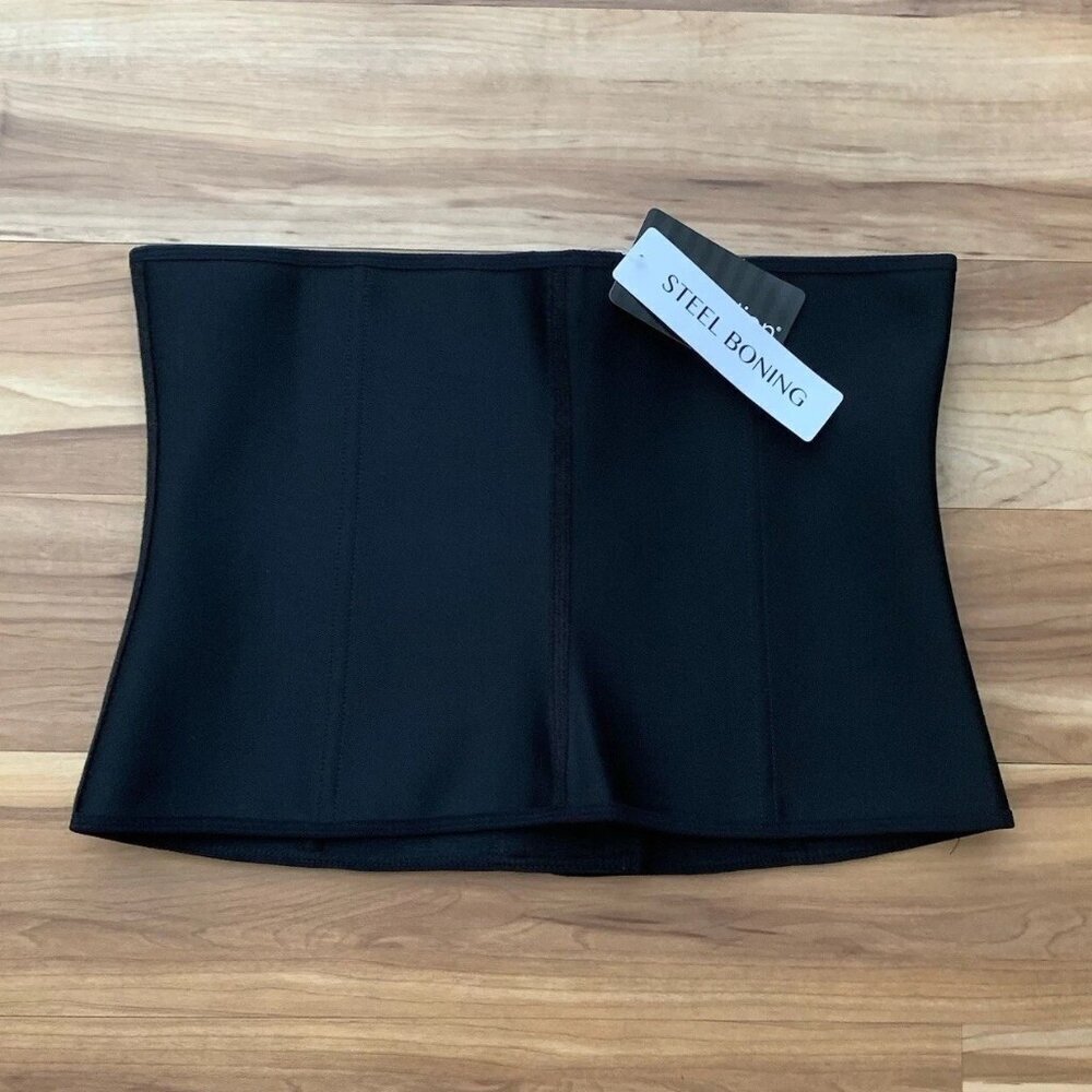 iCollection Women's Alexa Waist Trainer Steel Boning Black 1X Lingerie NWT